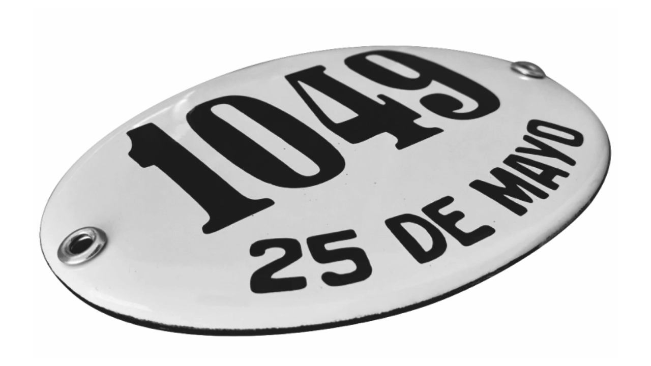 Ovalada de 10 x 14 cm con calle y número sin plafón (2 líneas)